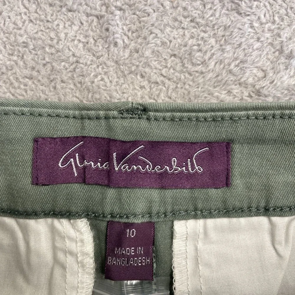 NEW Gloria Vanderbilt Women's Size 10 Chino Shorts Mid-Rise Stretch Twill Green